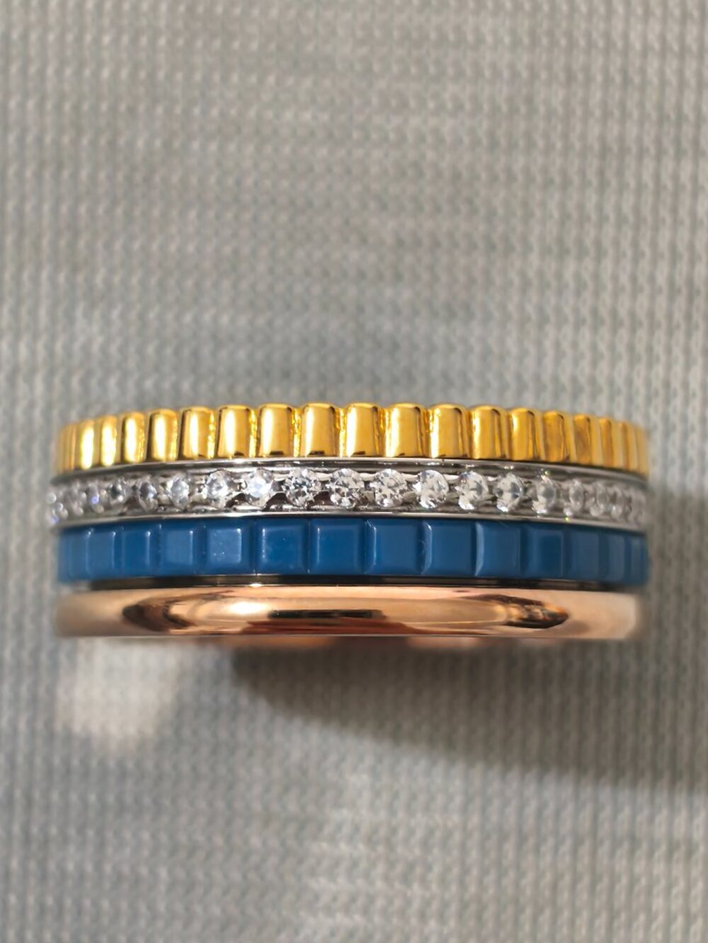 Boucheron Blue Ring Diamond-Set Four-Band Design Ring - Picture 6 of 6